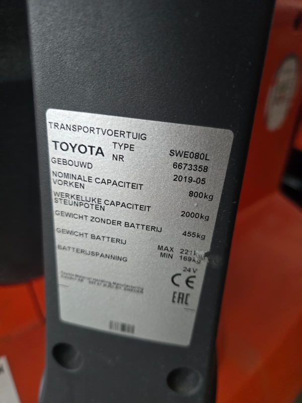 Transpalet electric Toyota SWE080L – 2000 kg, an 2019
