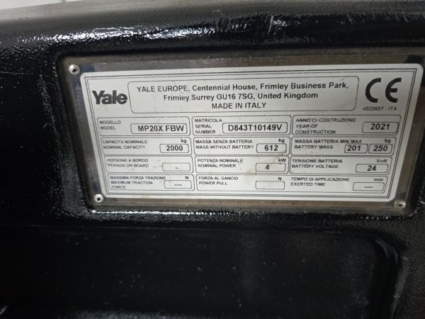 Transpalet electric Yale MP20X FBW – 2 tone, Lithium, an 2021